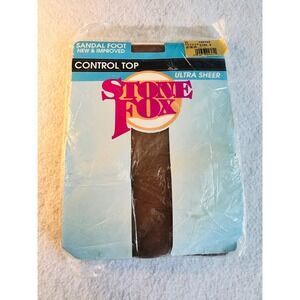 Stone Fox VINTAGE Coffee Pantyhose Size D Control Top Sandalfoot Ultra Sheer NEW